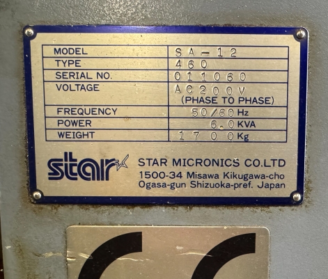 STAR SA-12 CNC SWISS TYPE SLIDING HEAD LATHE
